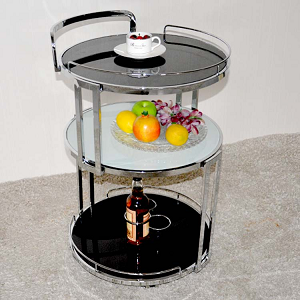 Gerobak Makan Stainless Steel Tiga Lapis Bulat