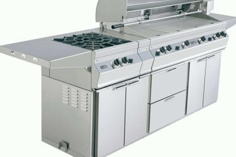 Lemari BBQ stainless steel dengan berbagai macam kompor