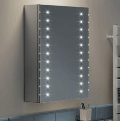 Lemari dinding baja tahan karat dengan lampu