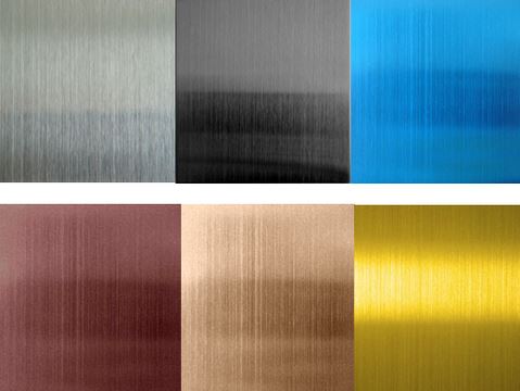 Différentes couleurs de finition en acier inoxydable