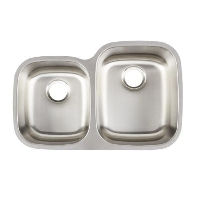 Wastafel Stainless Steel Undermount dengan Mangkuk Ganda Offset